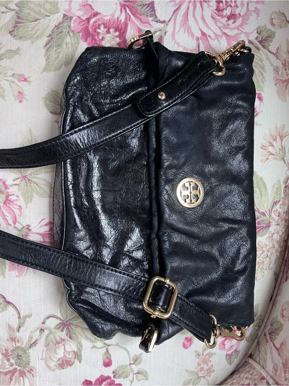 Tory Burch vintage black 🖤 glazed leather convertible bag 🖤